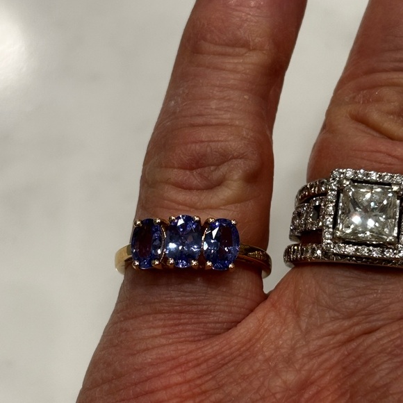 Tanzanite Ring-3 Oval Stones - Picture 5 of 5